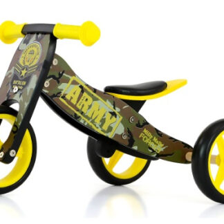 2i1 Træ TRIKE Løbecykel Milly Mally Army